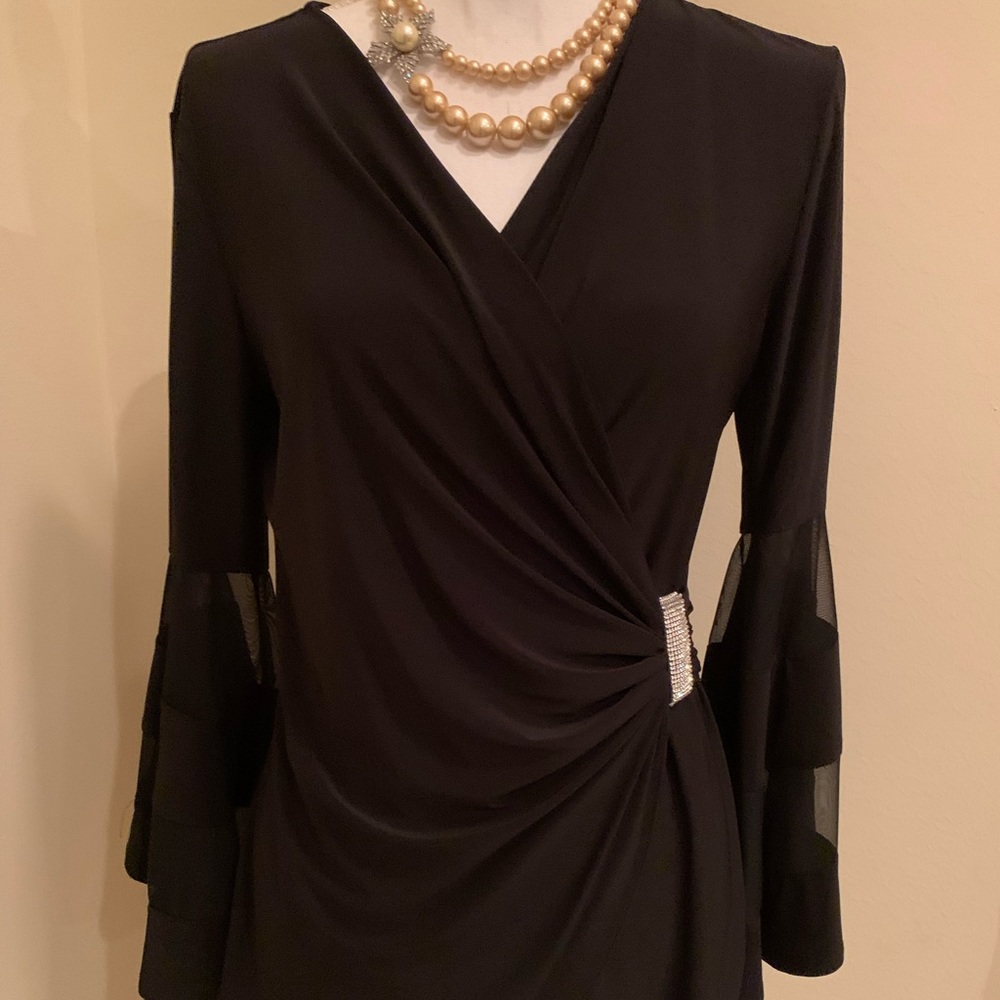 Prelude Rushed Black Top with Wide Sleeves S NWT